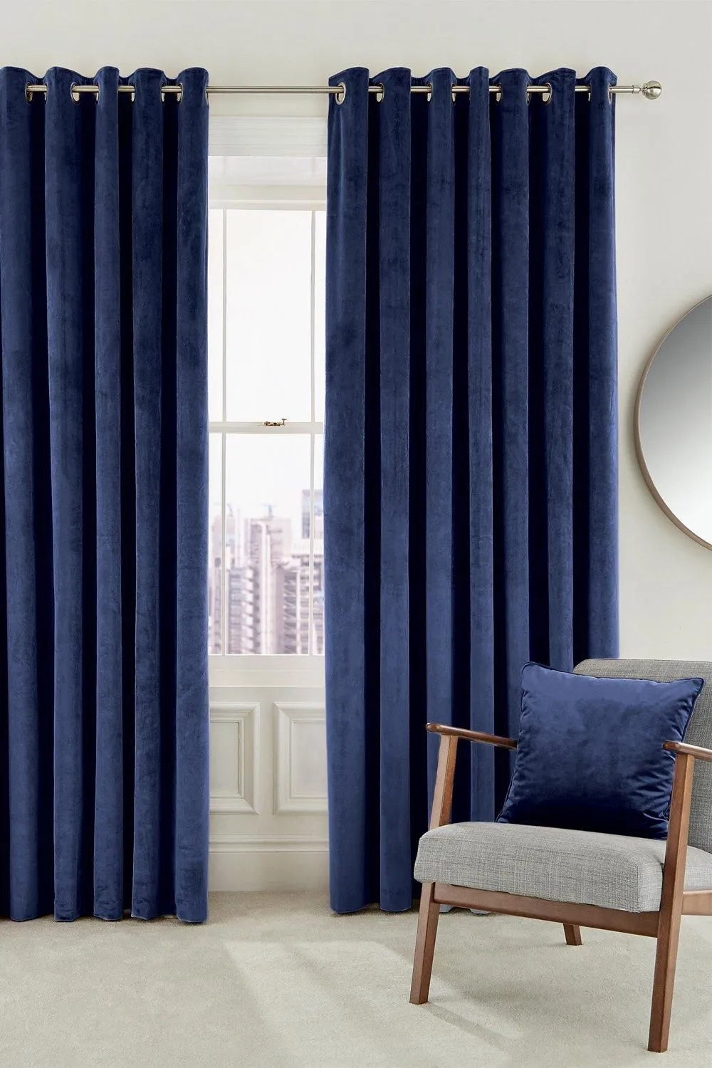 Helena Springfield 'Escala' Woven Lined Curtains in Blue 1