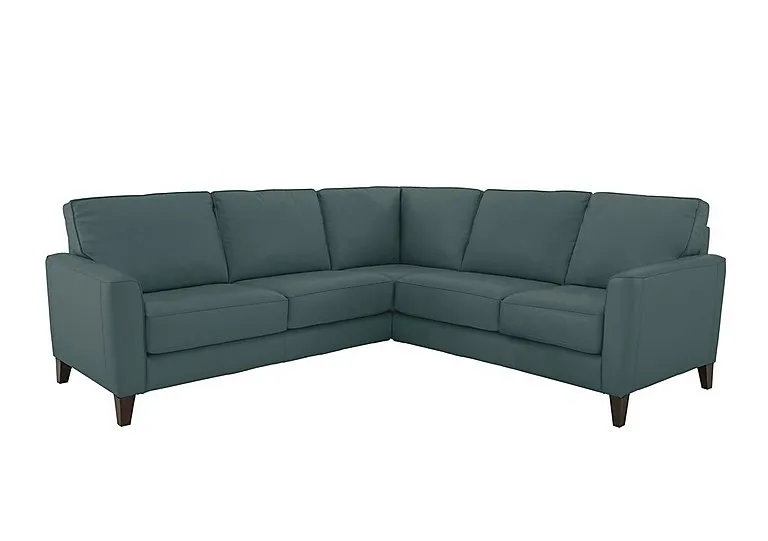 Brondby Large Leather Corner Sofa - BV Lake Green