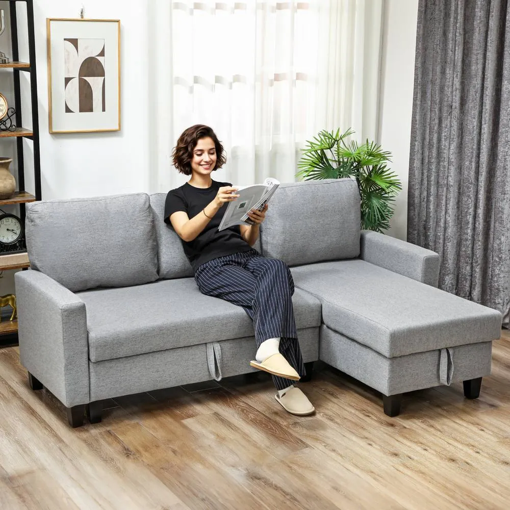 HOMCOM Fold-Out Convertible Sofa Bed with Removable Covers in Grey