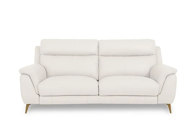Eclipse Leather 3 Seater Sofa - Star White