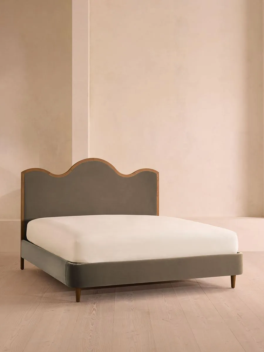 Aubrey Bed, King, Velvet, Taupe