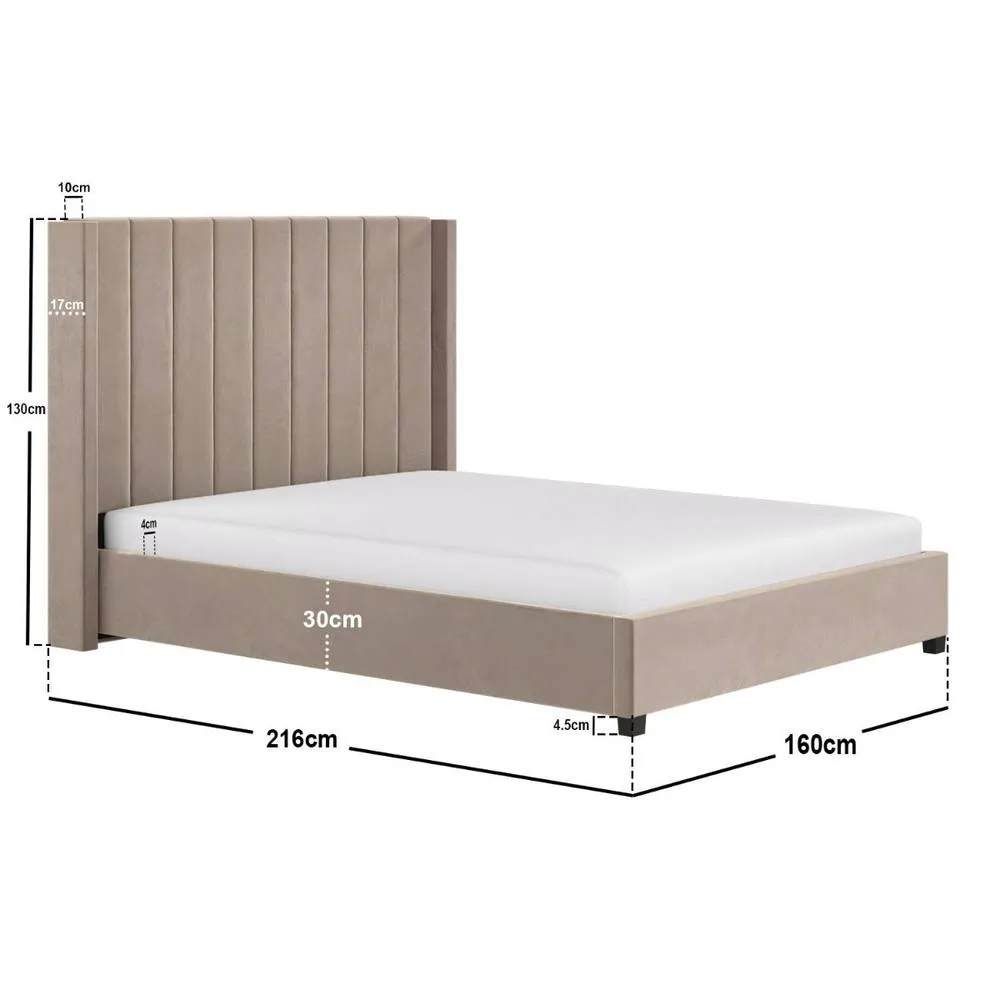 Flair Tiggy Ottoman Bed with Winged Headboard Beige Velvet 6