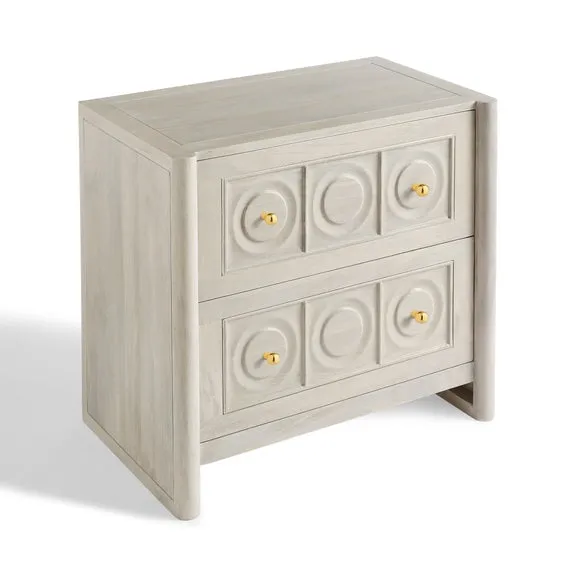 Theodore 2 Drawer Wide Bedside Table, Mango Wood 6