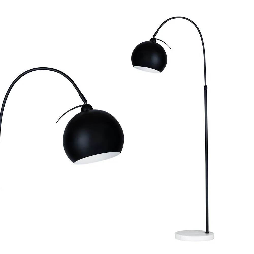 Benson Curved Floor Lamp, Satin Black 1