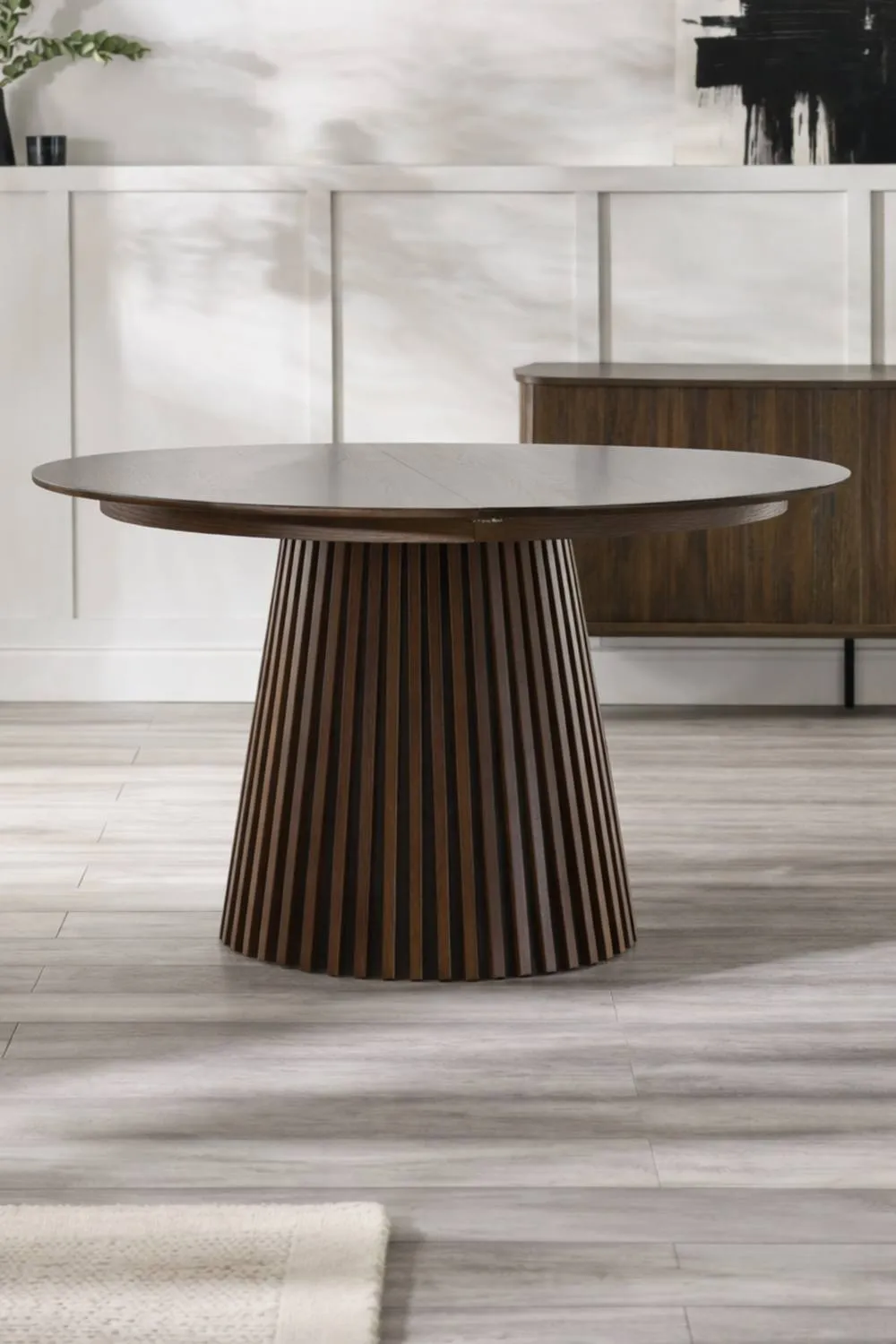 Julian Bowen Arya Round to Oval Extending 4-6 Seater Dining Table in Dark Brown