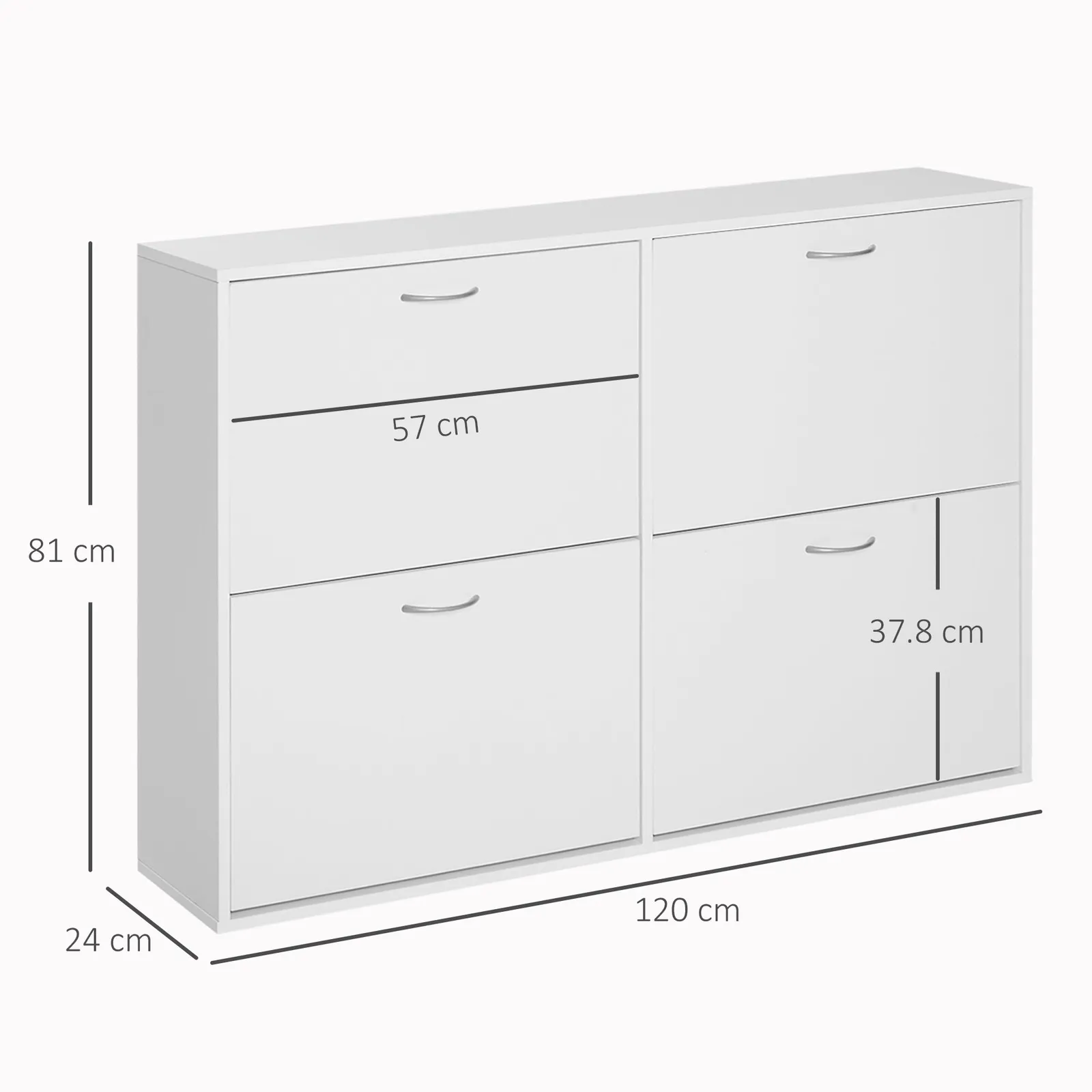 HOMCOM Shoe Cabinet Multi Cabinet Flip Down Shelf Drawer Organiser for Hallway in White 3