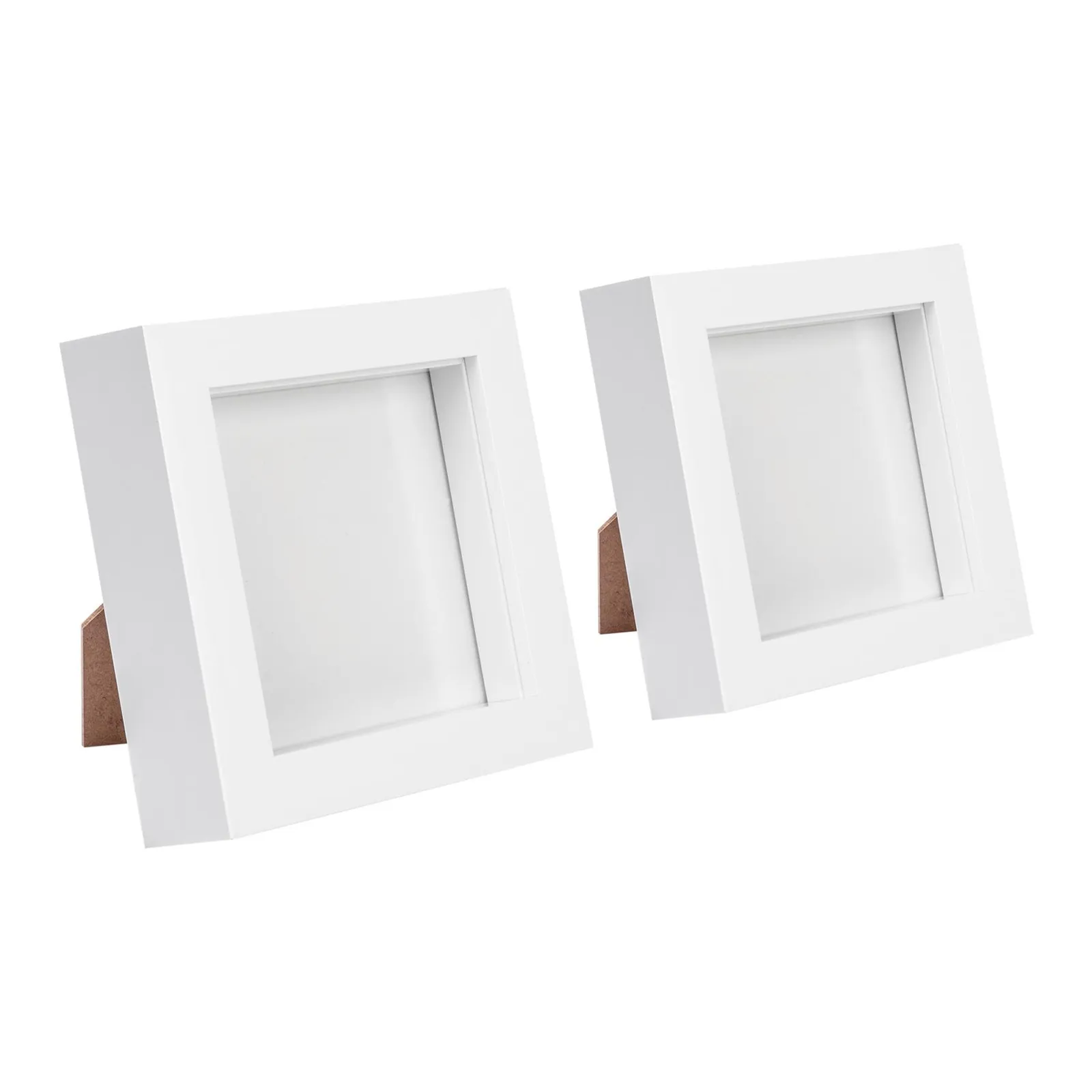 Nicola Spring 3D Box Photo Frames - 4" x 4" - White - Pack of 2