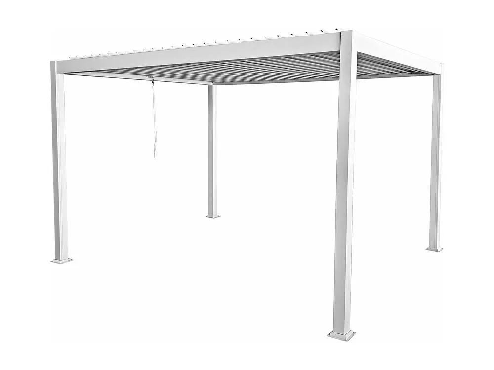 Vente-unique Freestanding Bioclimatic Aluminium Pergola With Adjustable Louvres in White 5