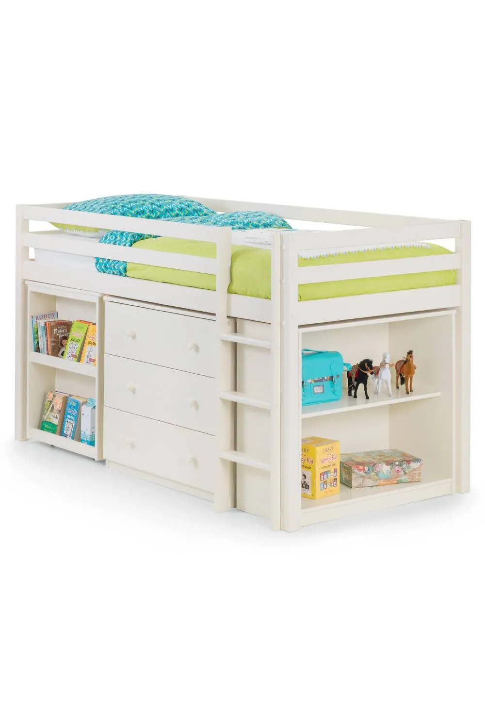 Julian Bowen Roxy Single White Midsleeper Cabin Bed with Desk 3