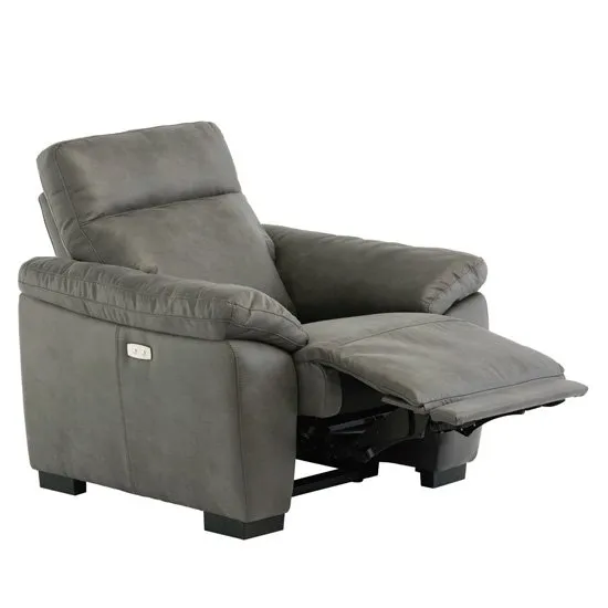 Farrow Fabric Electric Recliner Armchair In Grey