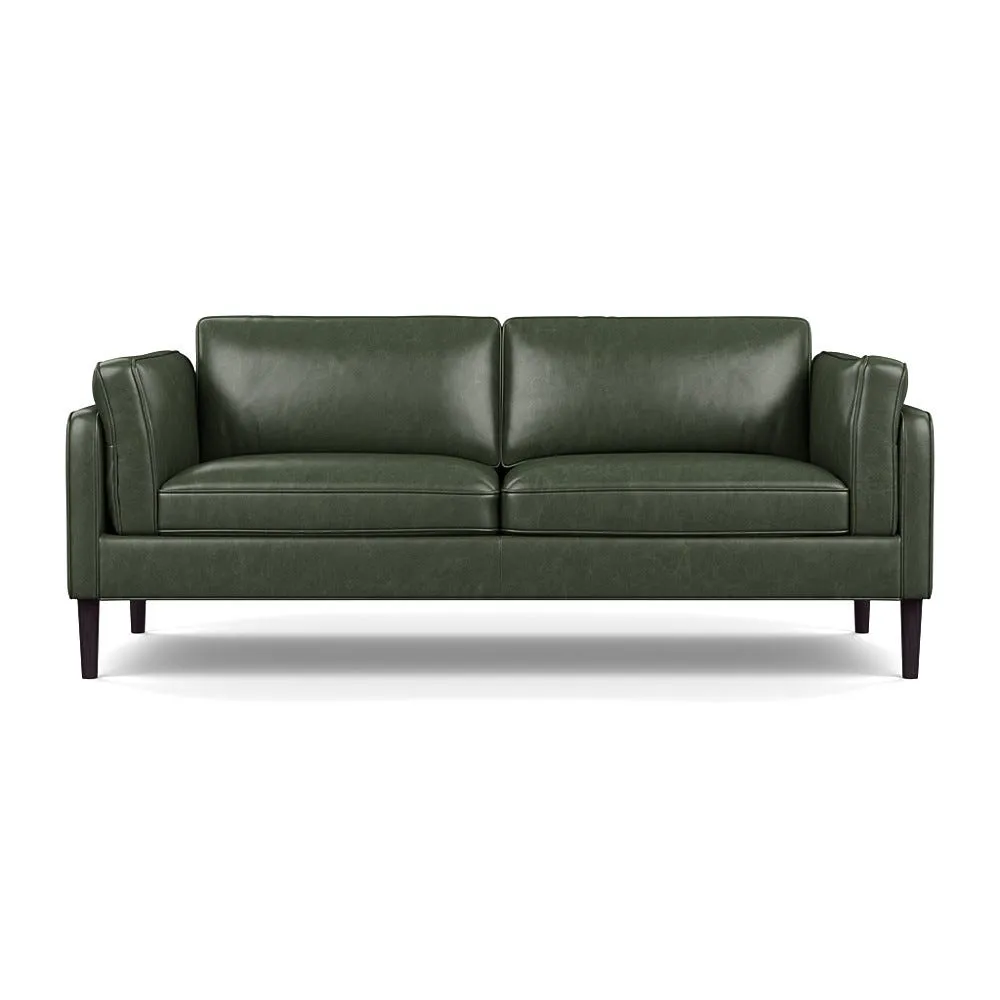 Heal's Sonno 3 Seater Leather Stonewash Vintage Green 268 Wenge Black Feet 1