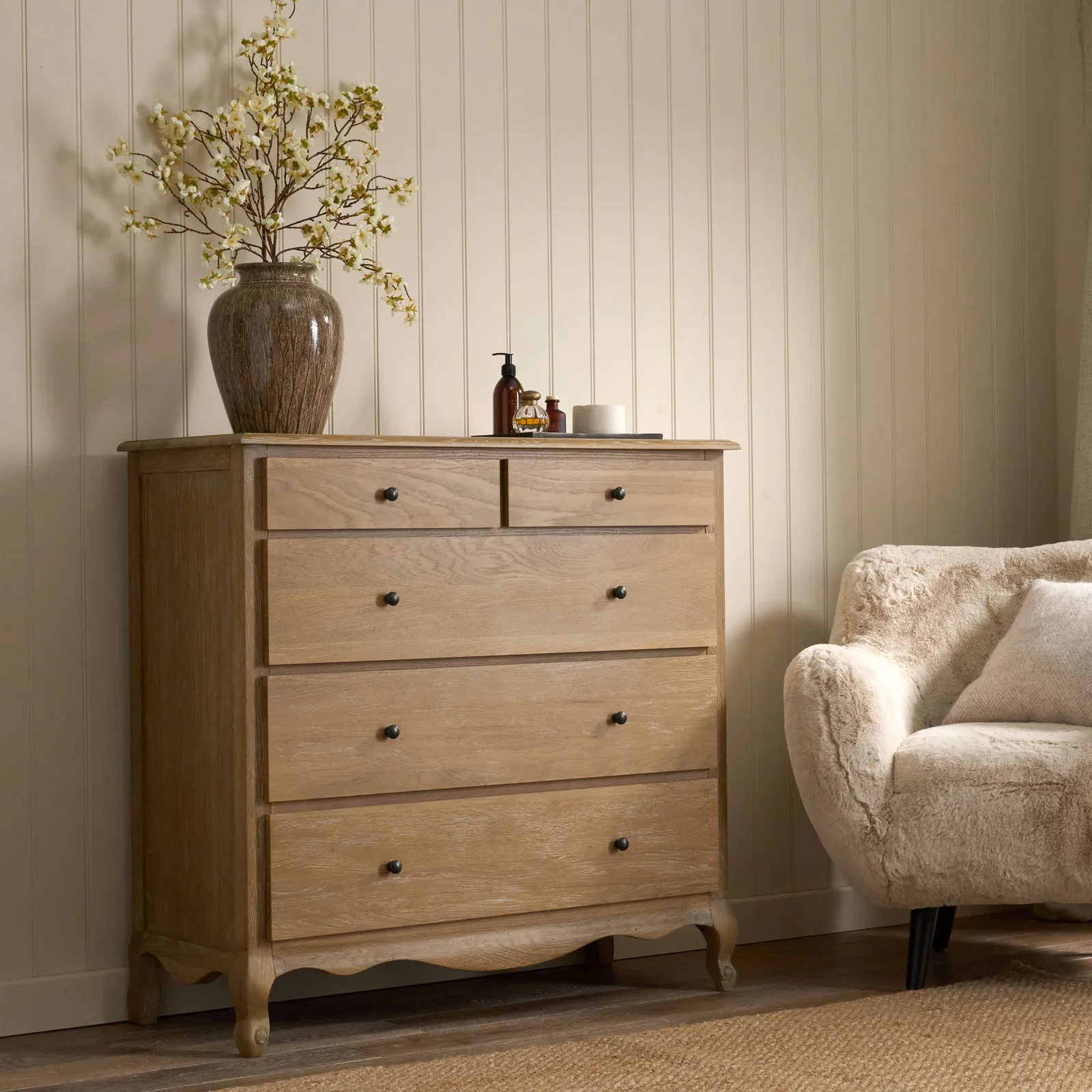 Sienna Beau 5 Drawer Chest, Weathered Oak