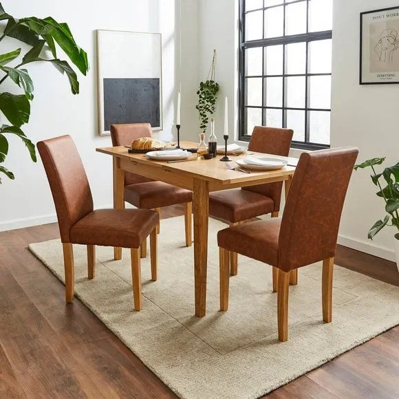 Hugo Set of 2 Dining Chairs, Distressed Faux Leather 2