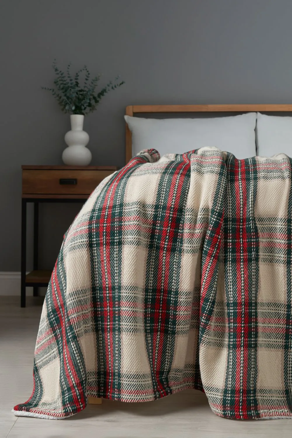 BHS Christmas Check Throw with Sherpa