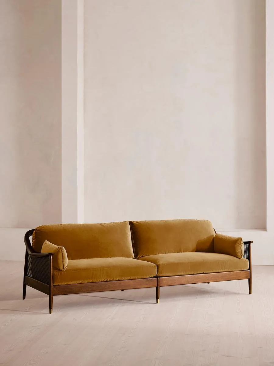 Atlanta Four Seater Sofa, Velvet, Mustard