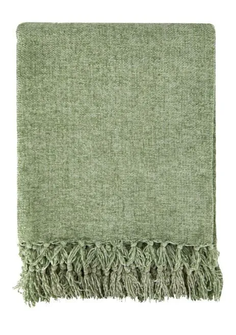 New Edge Blinds NewEdgeBlinds Camilla Collection Chenille Throw in Meadow Green (60" x 80"), Green