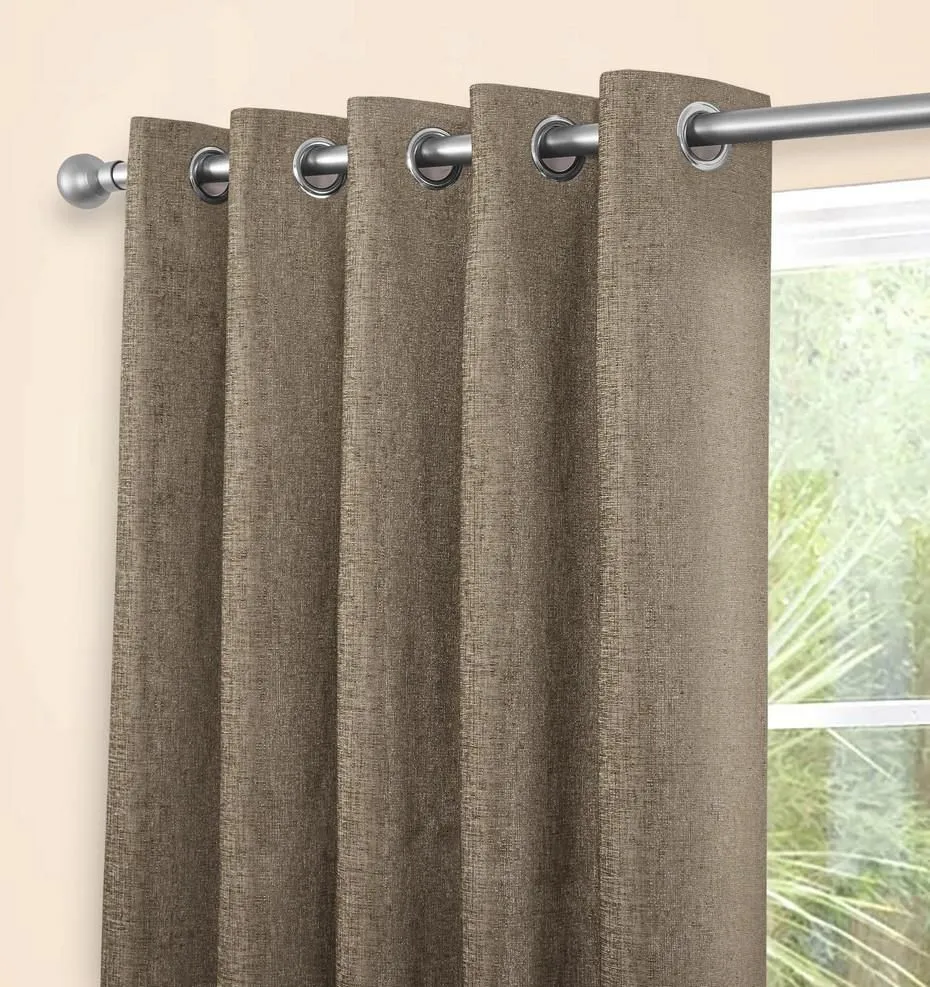 Sundour Amberley Chenille Eyelet Curtains in Brown 2