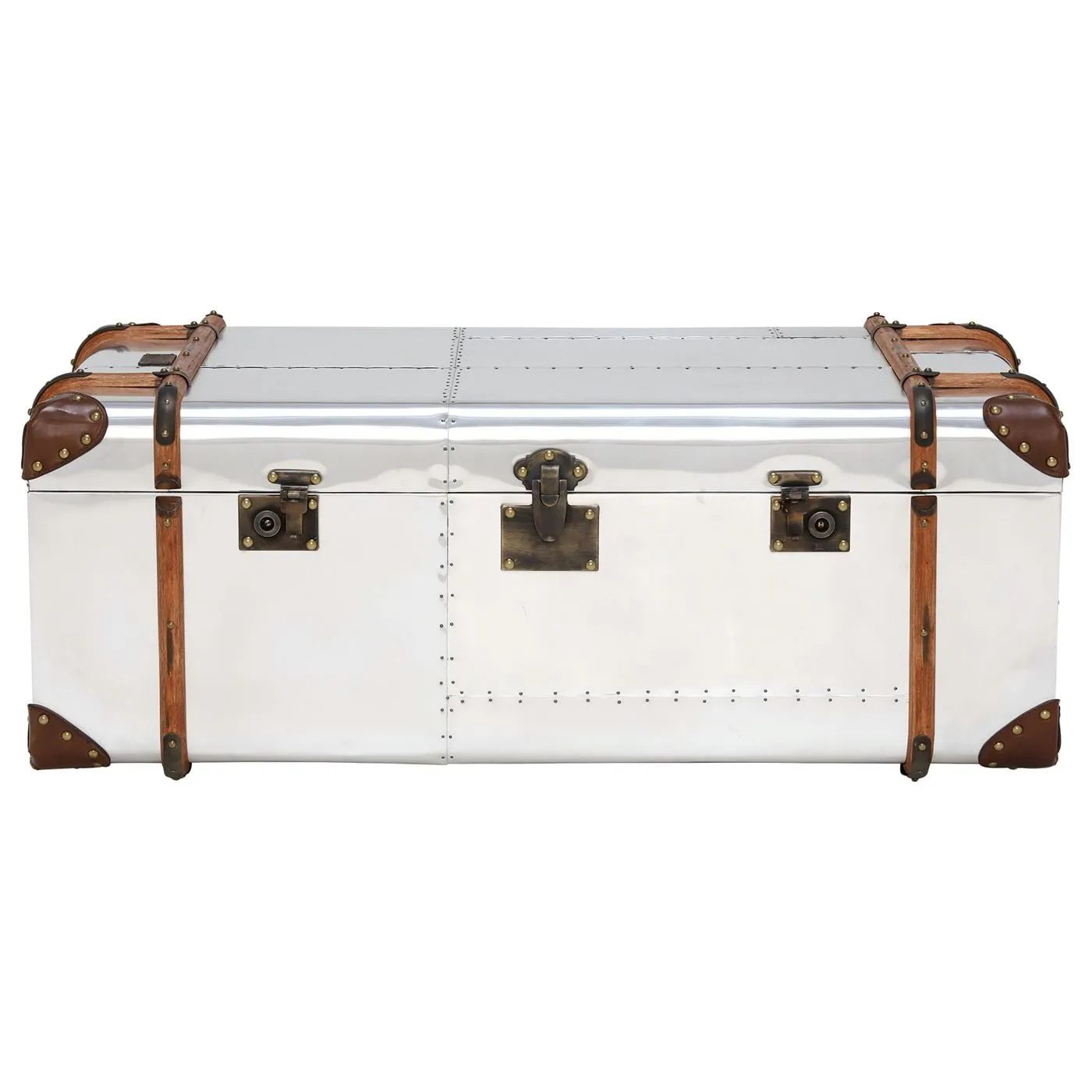 Timothy Oulton Globetrekker Coffee Table Large, Silver Metal | Barker & Stonehouse 2
