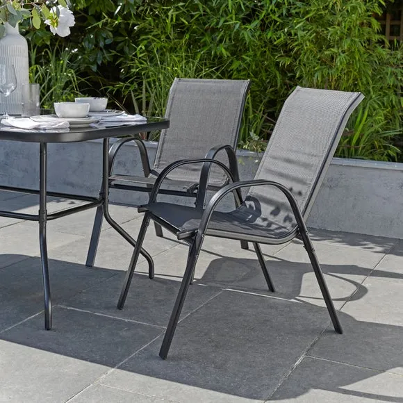 Pack of 2 Textilene Stacking Garden Chairs