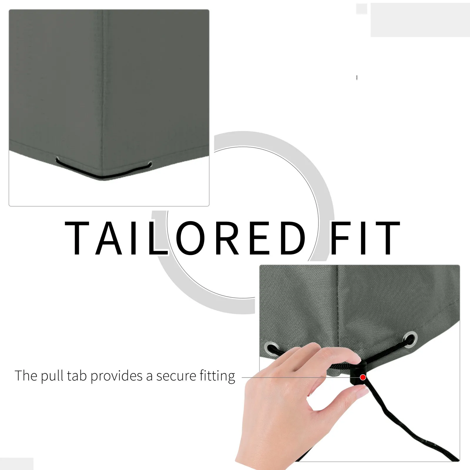 OUTSUNNY 275x205cm Outdoor Furniture Protective Cover Water UV Resistant in Grey 6