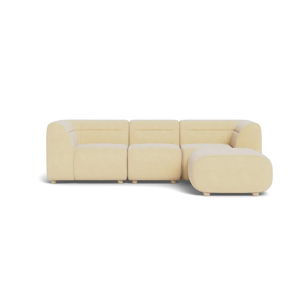 Heal's Lilli Right Hand Facing Corner Sofa Smart Luxe Velvet Biscuit Natural Beech Feet 1