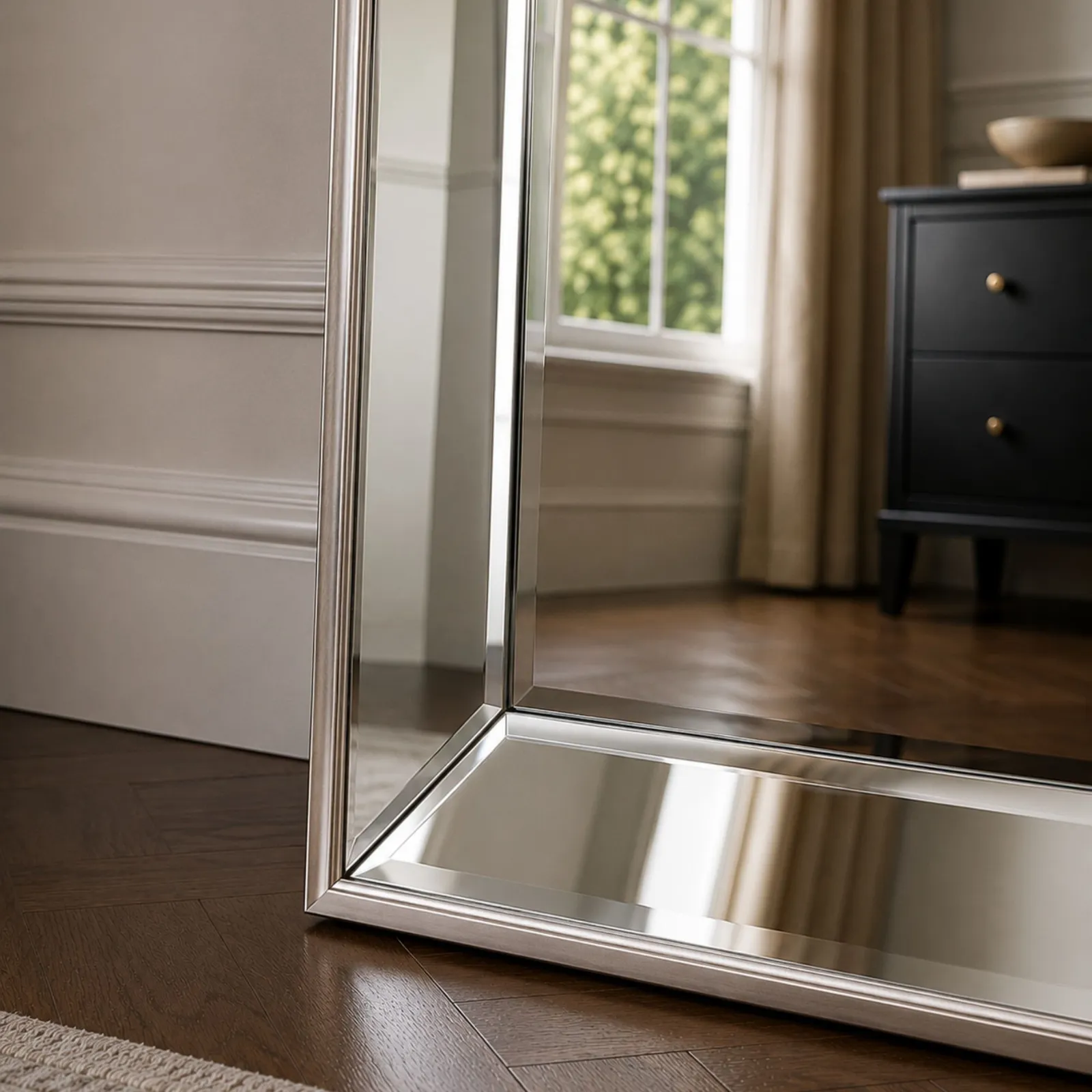 Yearn Mirrors Bevelled Tray Rectangle Mirror 102x74cm in Metallic Silver 4