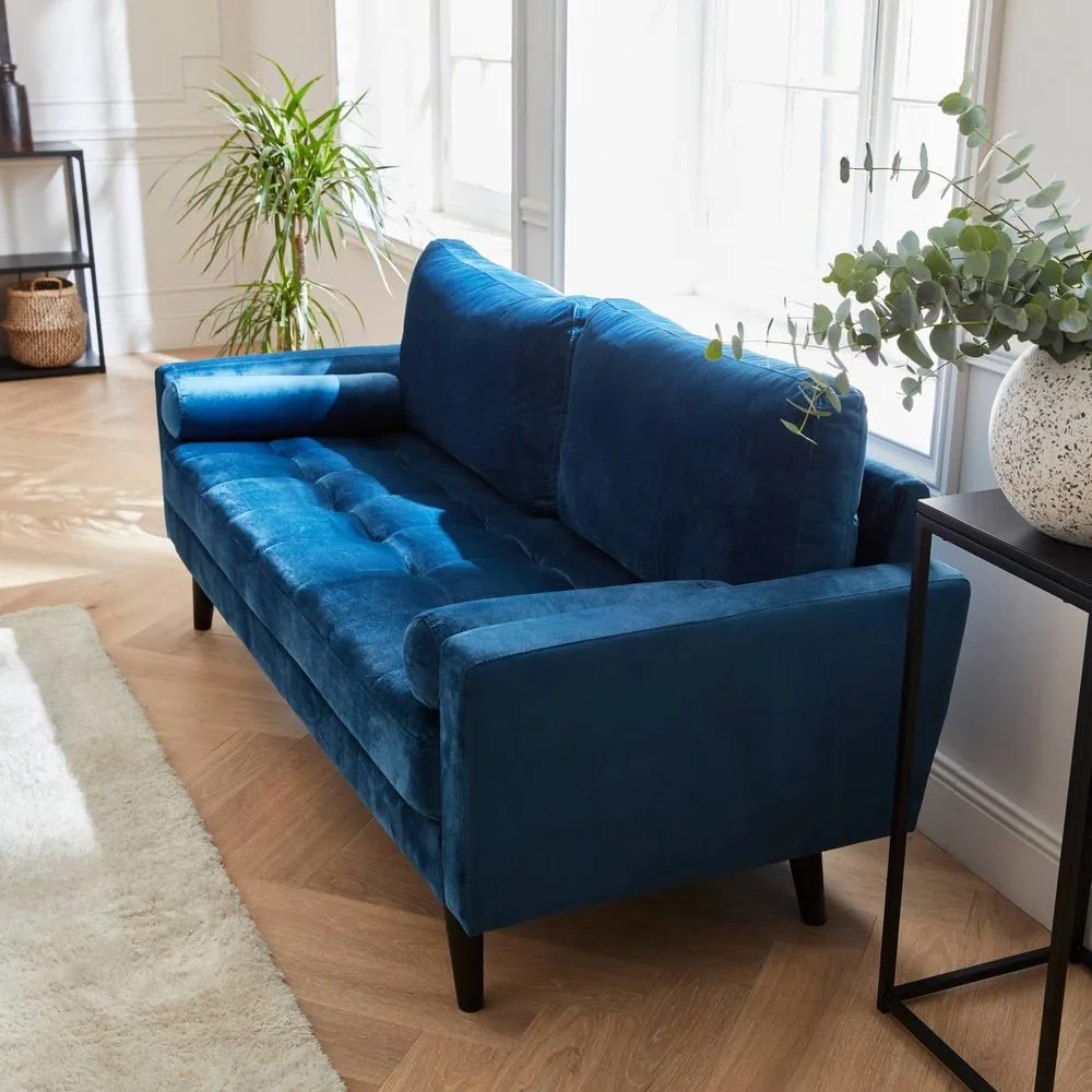 sweeek 3-seater fabric sofa with vintage style in Dark Blue 4
