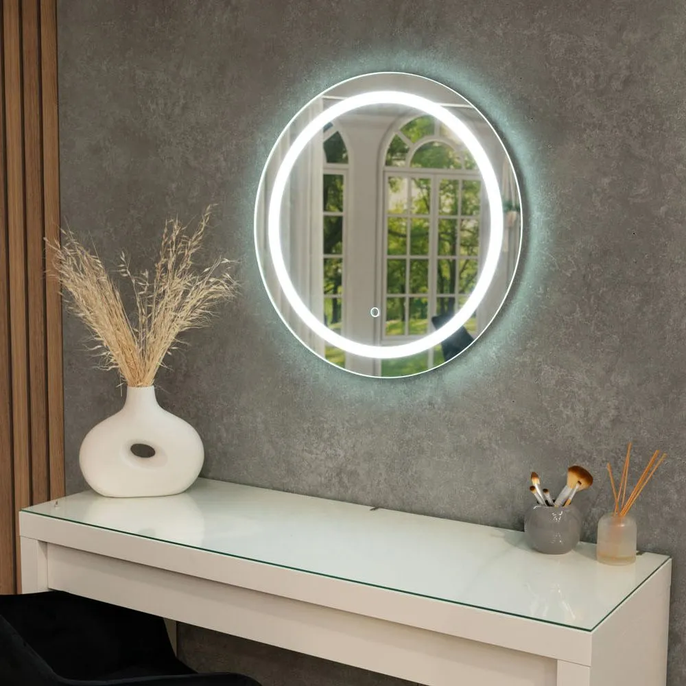 ValueLights Mirror IP44 Bathroom Round Demister Touch Control LED Strip 60cm Mirror Light in Silver 4