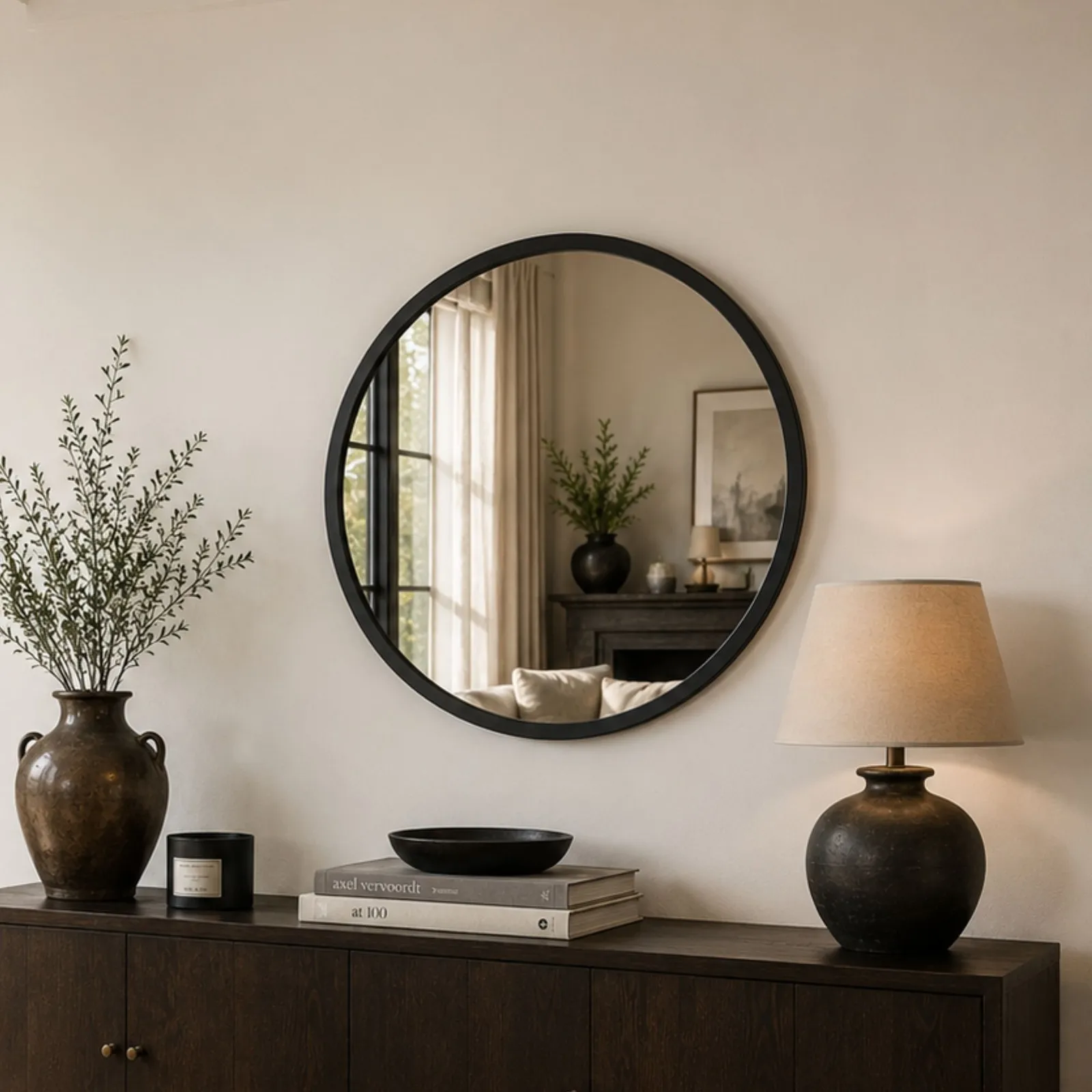 Yearn Mirrors Round Wall Mirror Black 102cm 2
