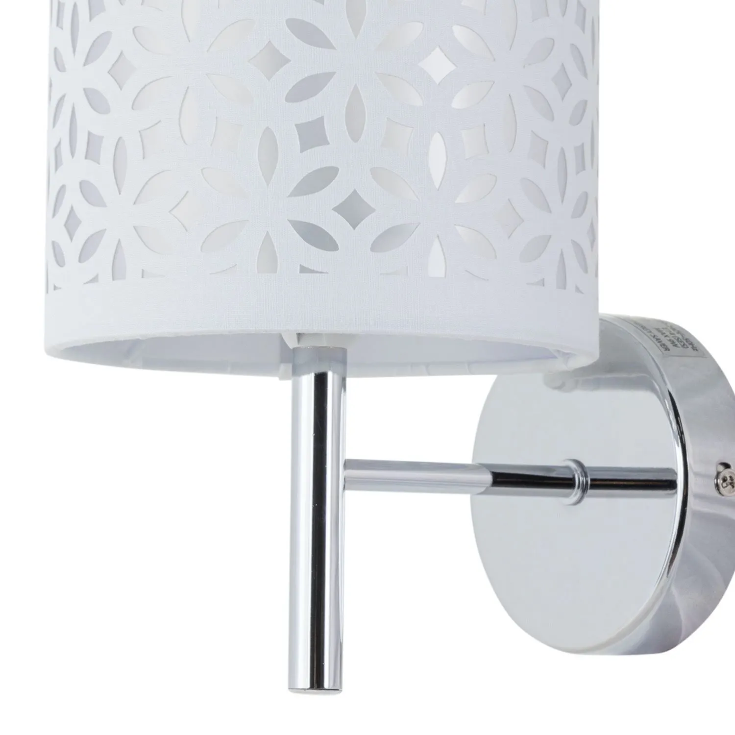 First Choice Lighting Brea - Chrome Wall Light with White Cut Out Shade in Silver 2