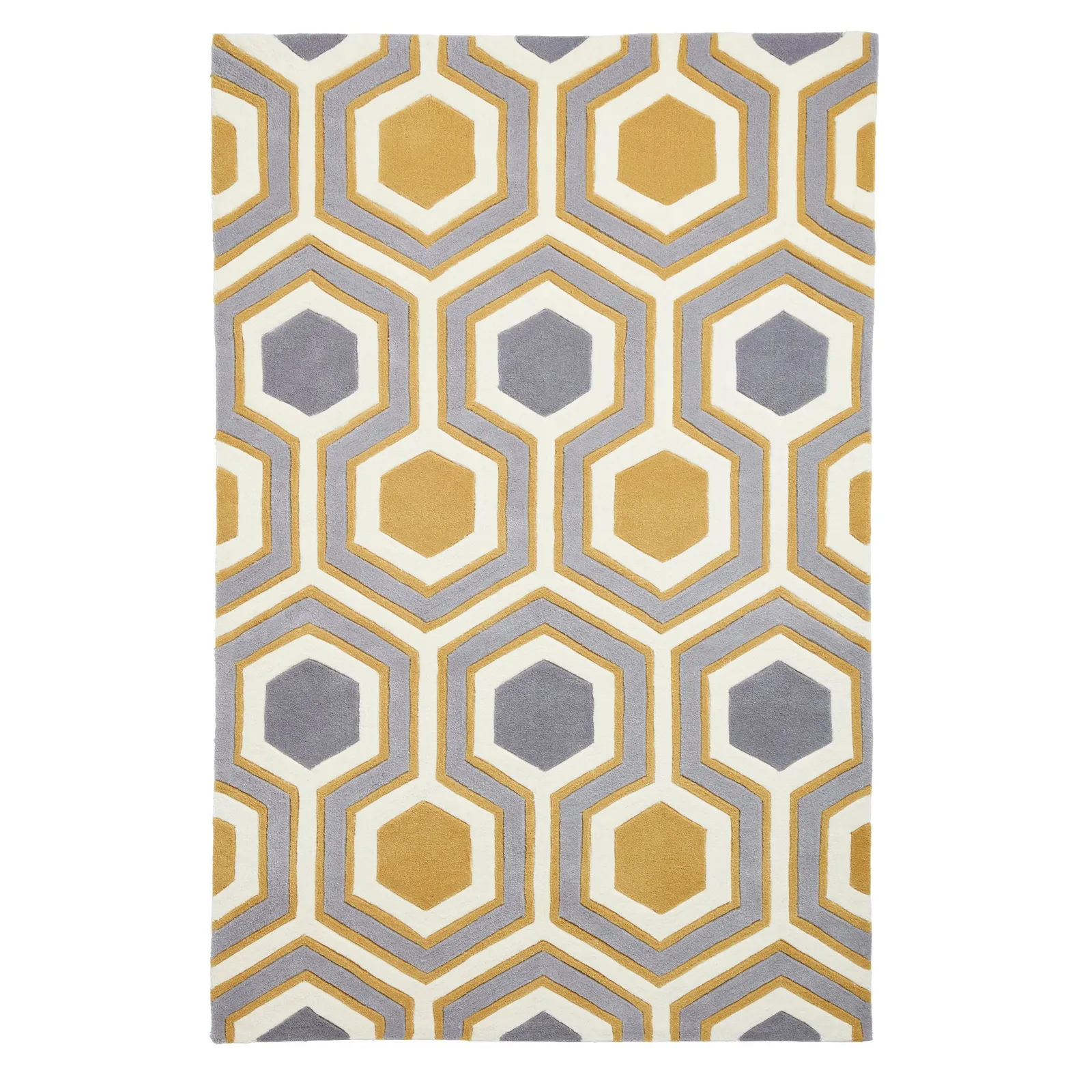 Hong Kong 3661 Rug Yellow, Grey and White