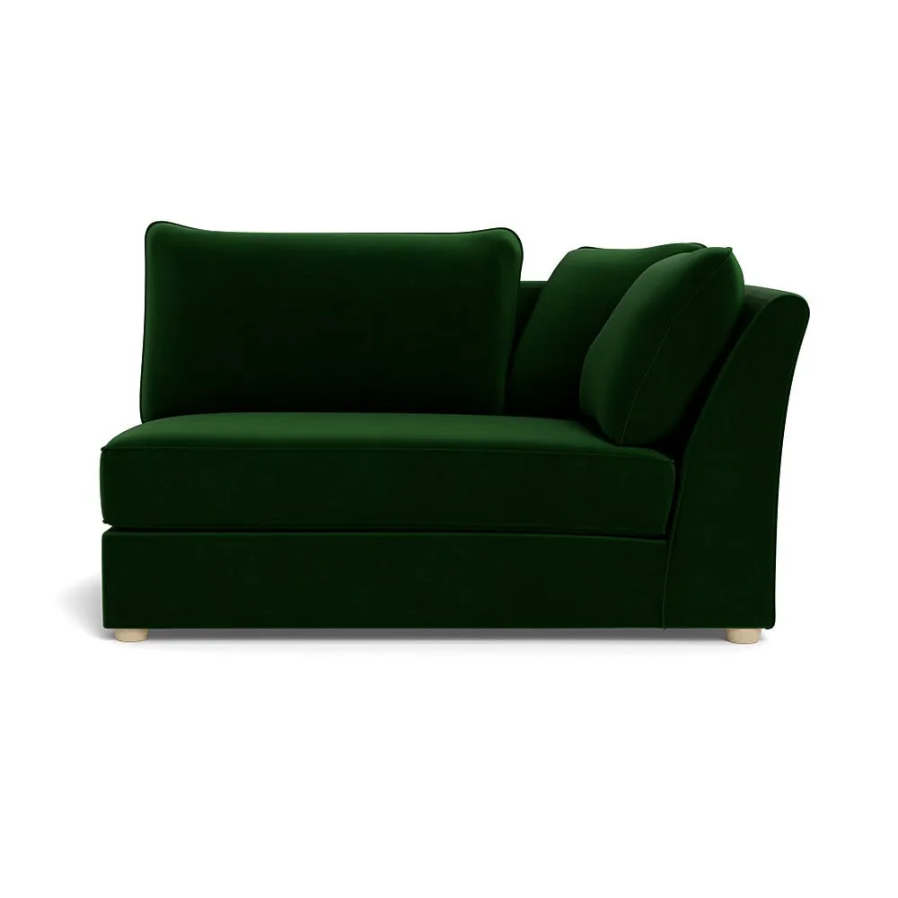 Heal's Tailor Large Curved Right Hand Facing Corner Unit Smart Velvet Forest Natural Feet