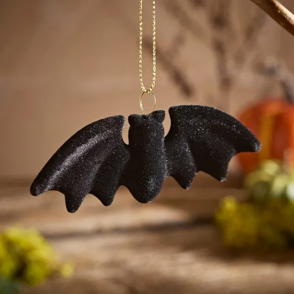 Set of 3 Flocked Hanging Bats 2