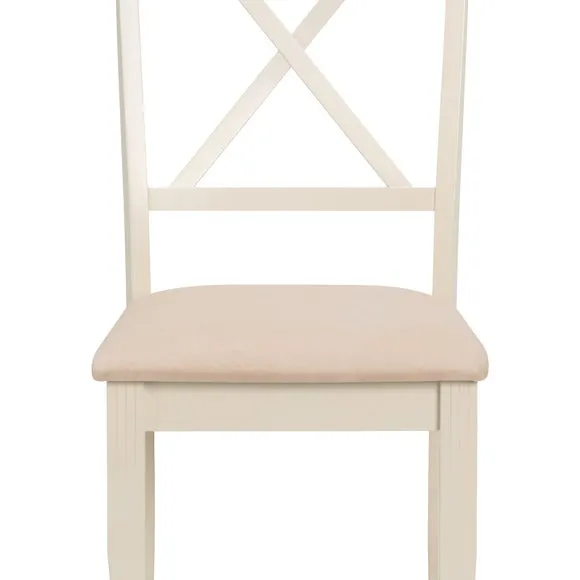 Davenport 4 Seater Round Pedestal Dining Table with 4 Chairs, Off White 3