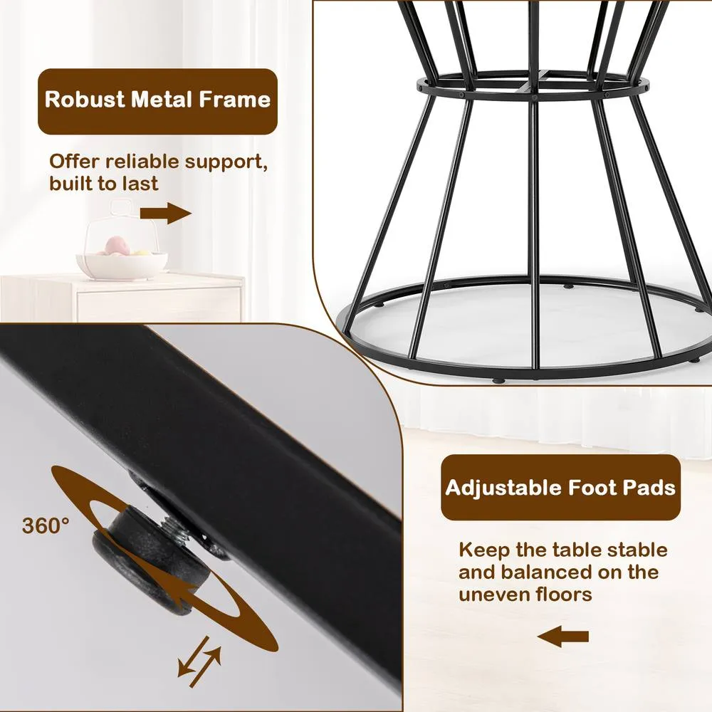 Costway Round Dining Table for 4 Farmhouse Kitchen Table with Wooden Tabletop in Brown 6