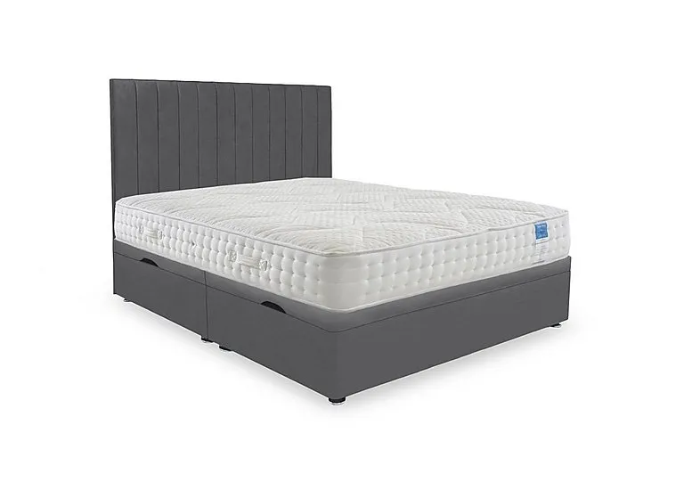 Luxury Firm Side Lift Ottoman Divan Set - Super King - Plush Dark Grey