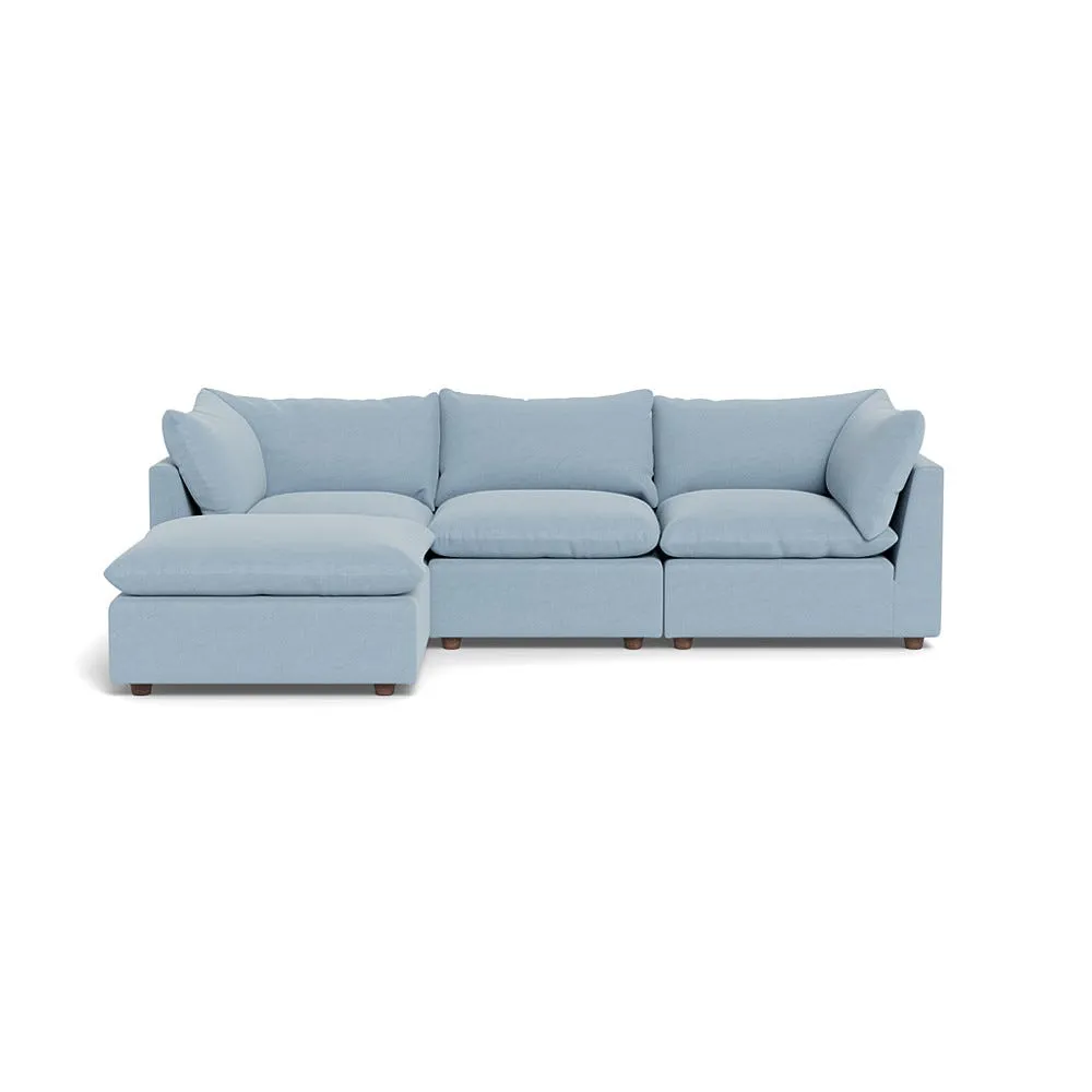 Heal's Astrid Left Hand Facing Corner Sofa Capelo Linen-Cotton Sea Shanty Walnut Stained Beech Feet 1