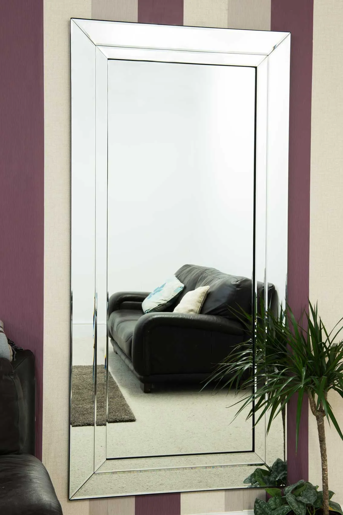 MirrorOutlet Cranbury All Glass Full Length Mirror 174 x 85 CM in Silver