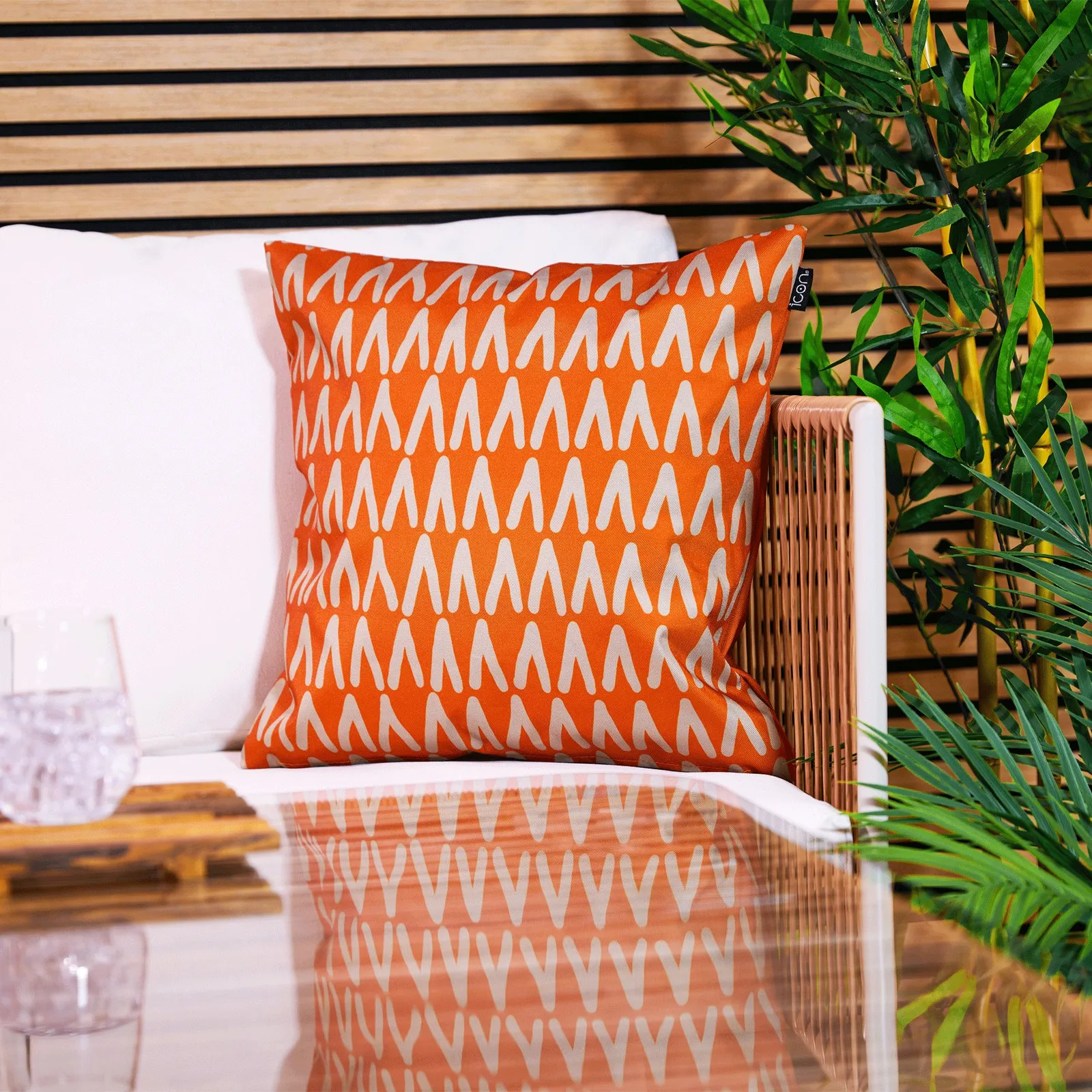 icon Indoor & Outdoor Mark Making Waterproof Cushion Stone in Burnt Orange