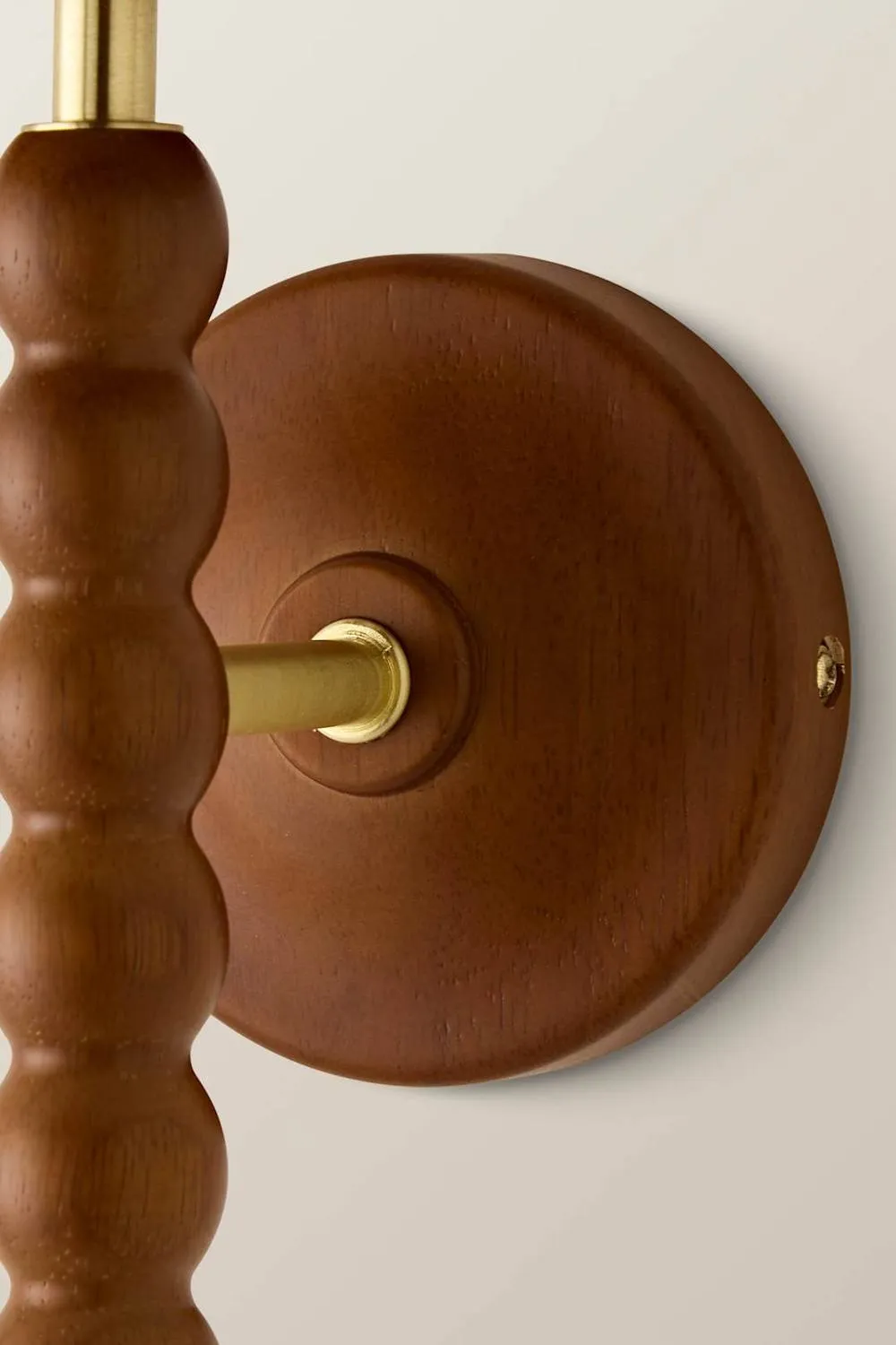 ValueLights Bobbins Pair Burgundy Floral Pleat Shade Wood Bobble Wall Light & Bulb in Walnut 5