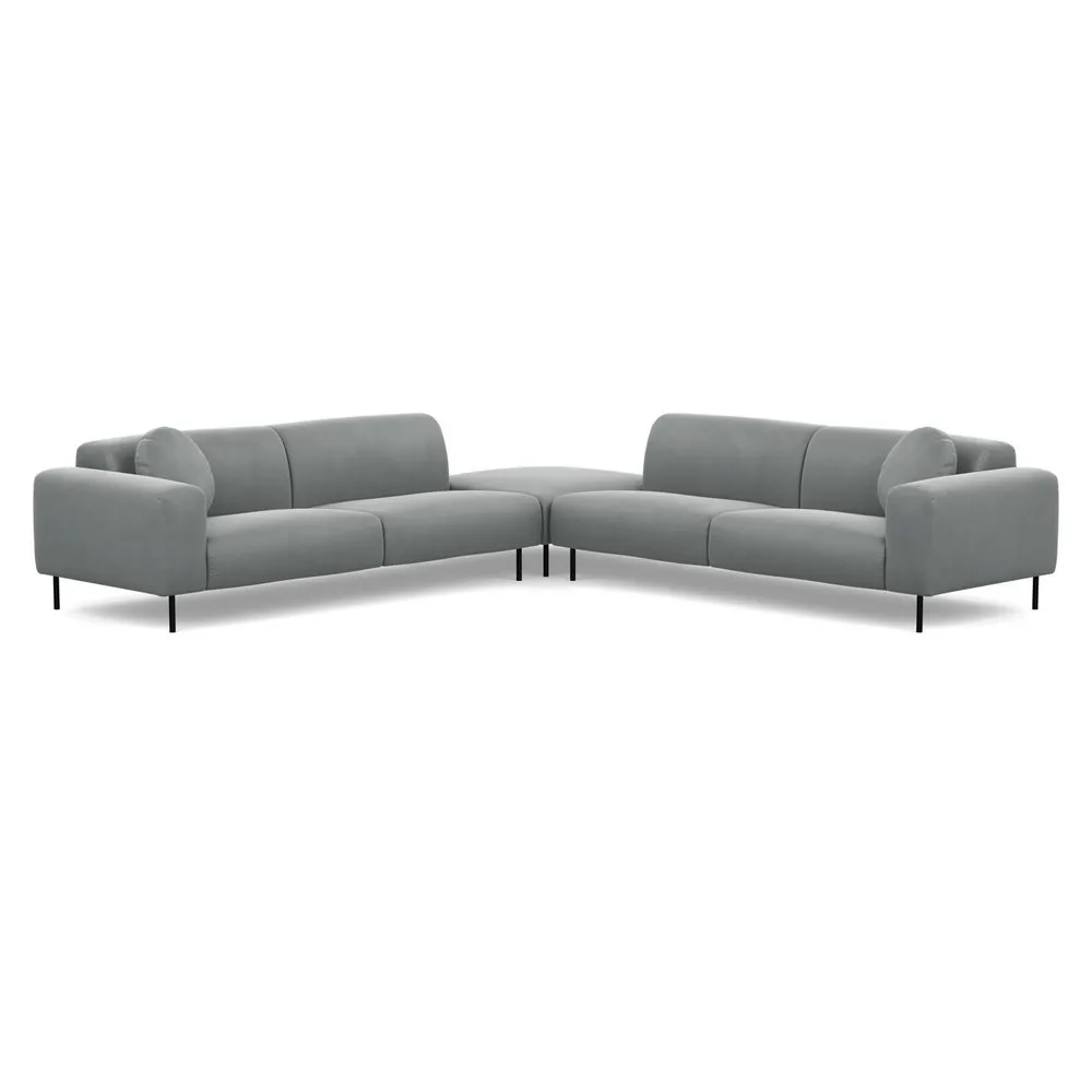 Heal's Luna Large Corner Sofa Marylebone Velvet Smoke Black Feet