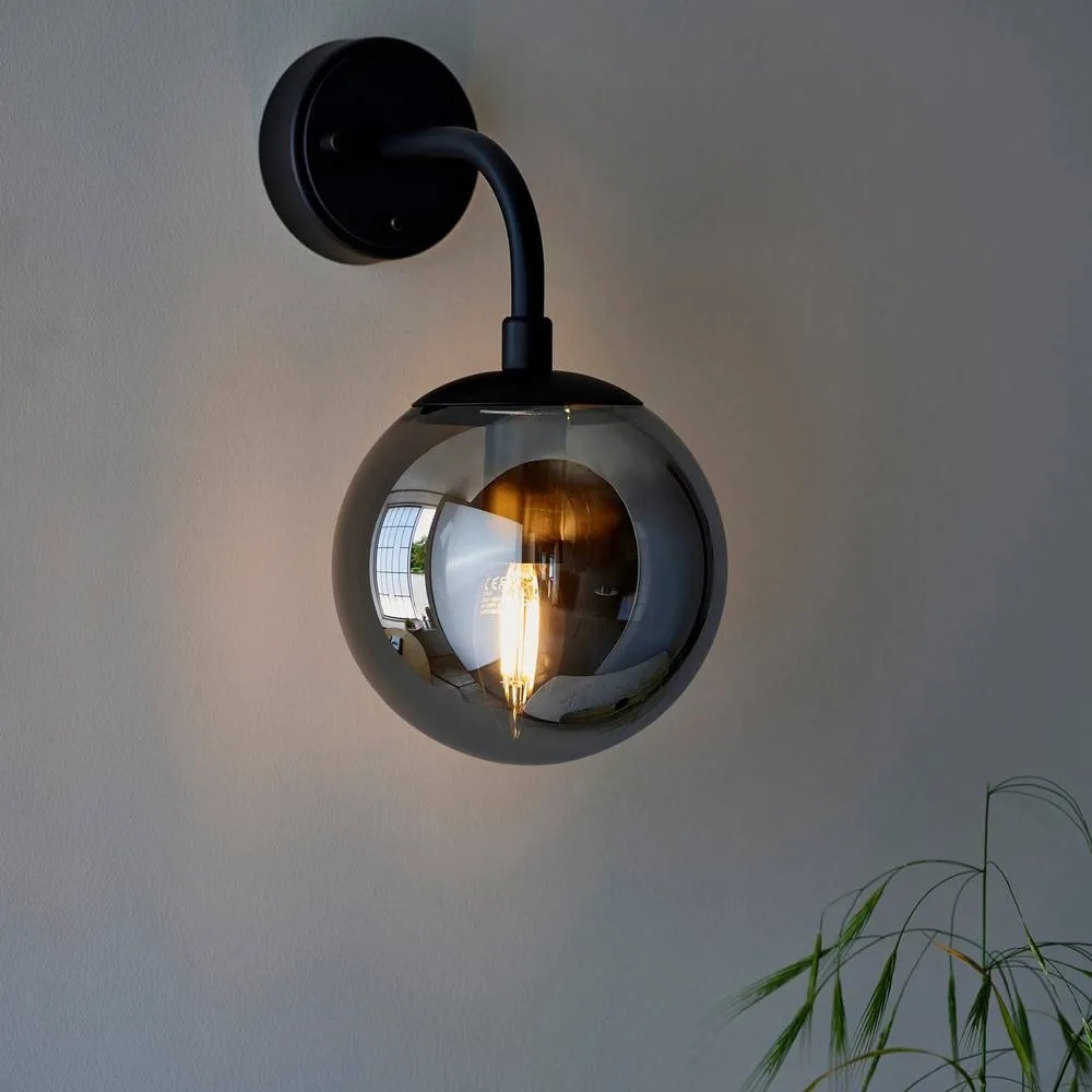 Netlighting Trieste Wall Lamp Matt Black Smoked Mirror Glass 2