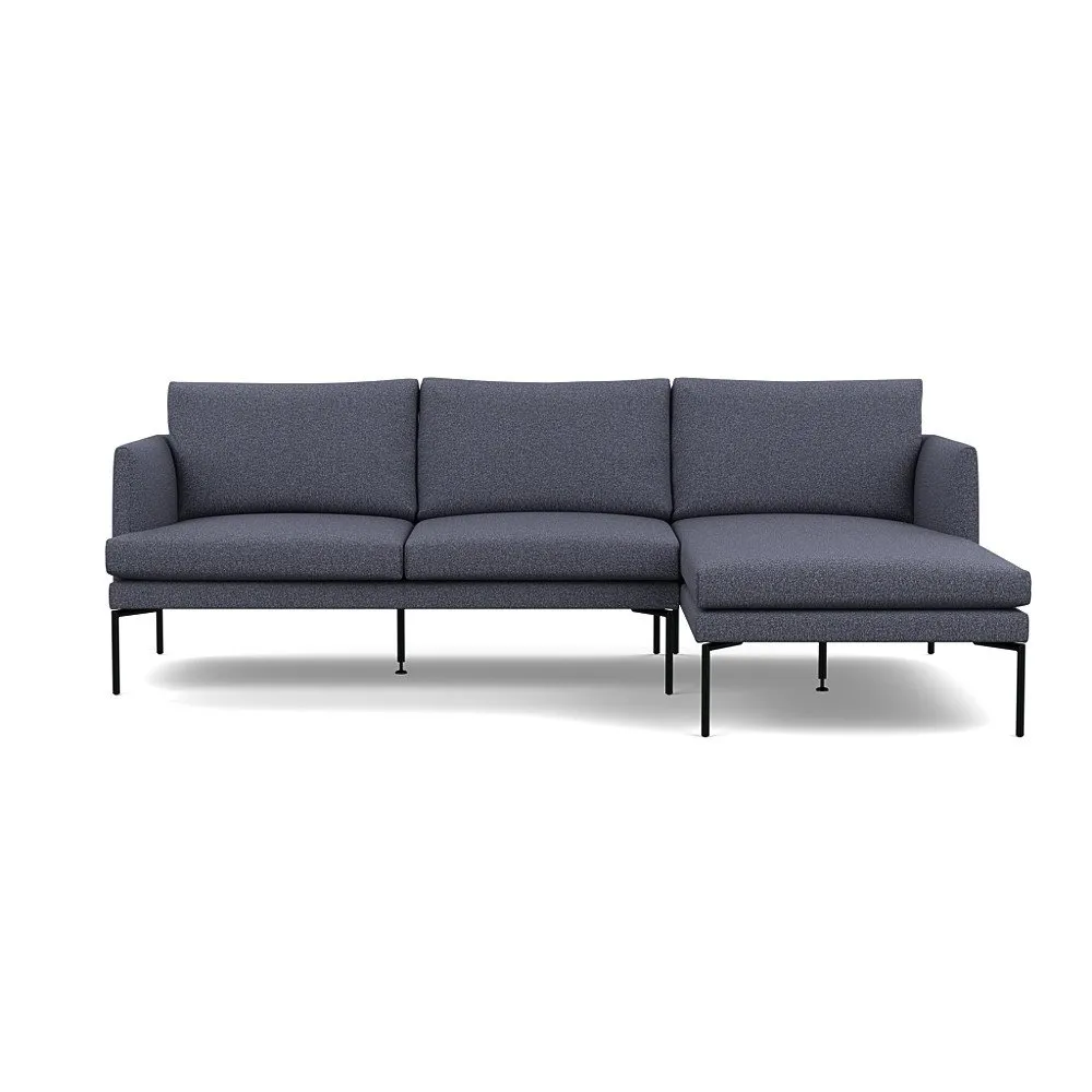 Heal's Matera Right Hand Facing Chaise Sofa Loop Boucle Navy Black Feet 1