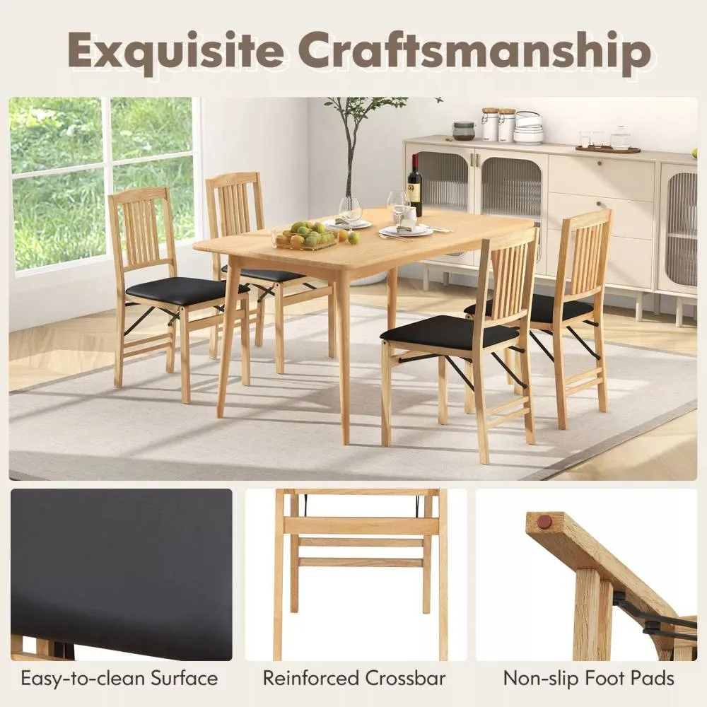Costway Folding Dining Chairs Set of 2 Foldable Upholstered Kitchen Chairs in Black 6