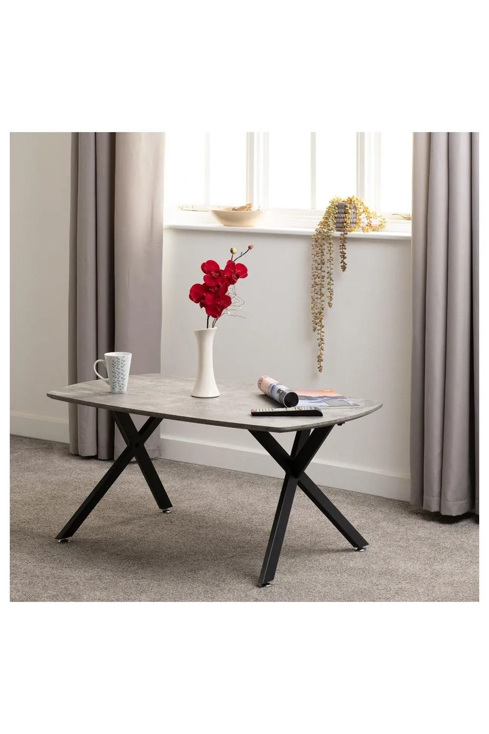 Seconique Athens Oval Coffee Table in Dark Grey