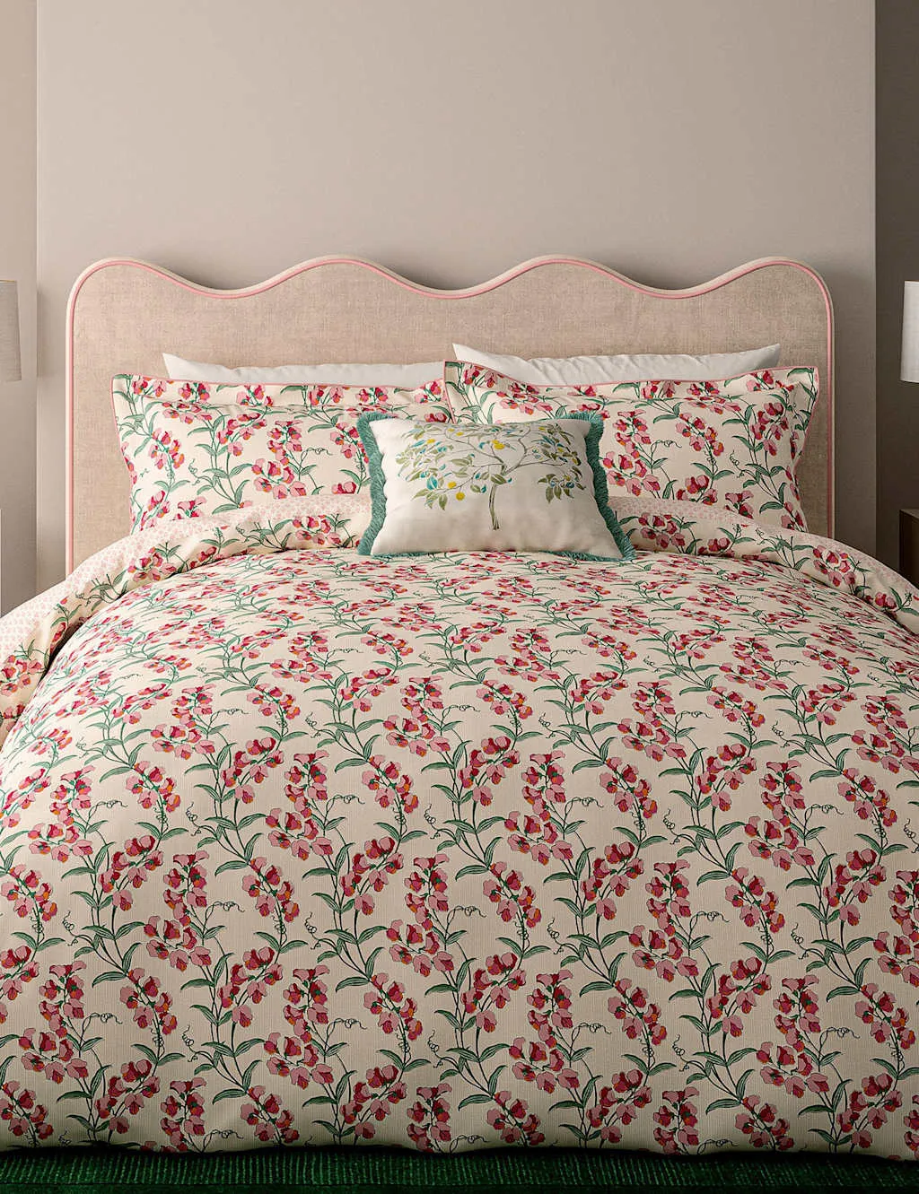 V&A Pure Cotton The Ornamental Tree Cushion Cream Mix