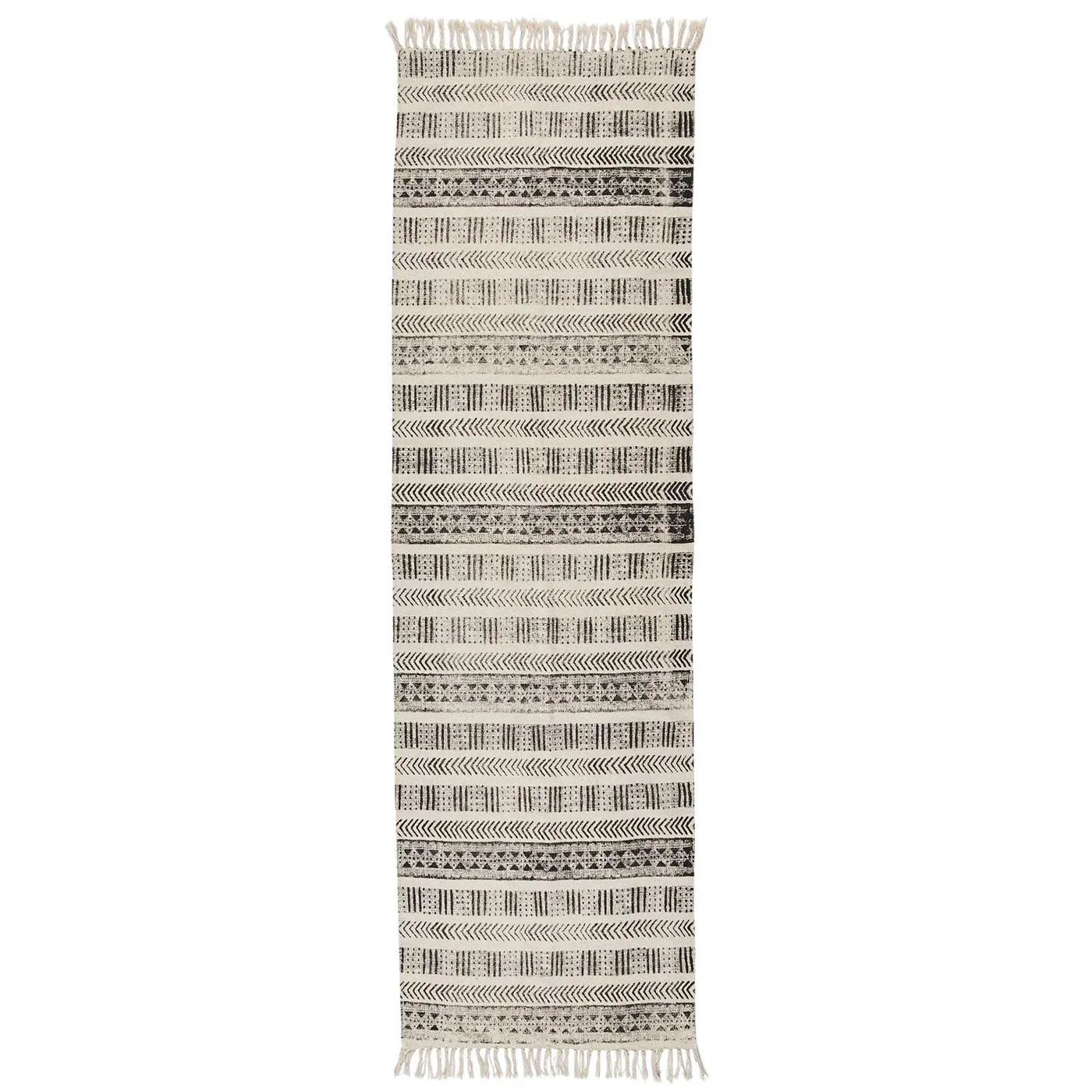 Patterned Runner, White and Black