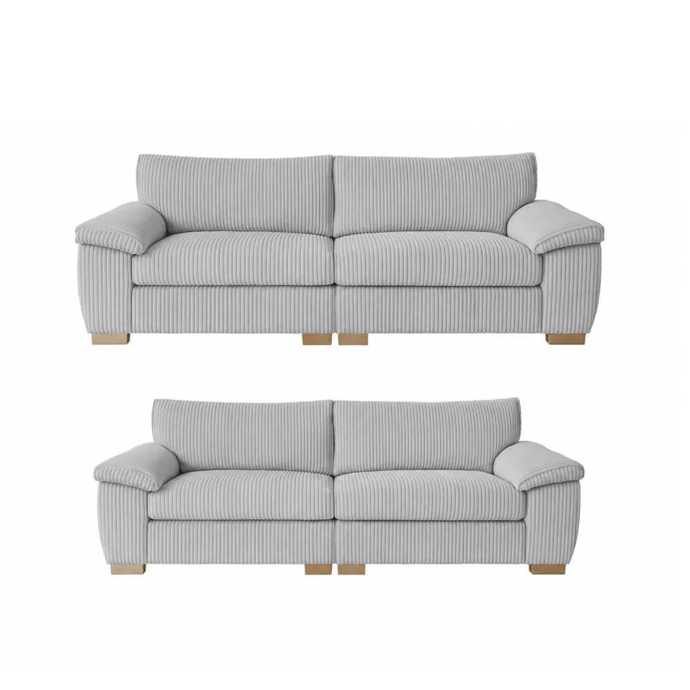 Bliss Furniture Amalfi 3+2 Seater Split Sofa Soft Fabric in Silver