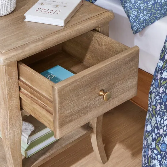 Giselle 1 Drawer Bedside Table, Mango Wood 3
