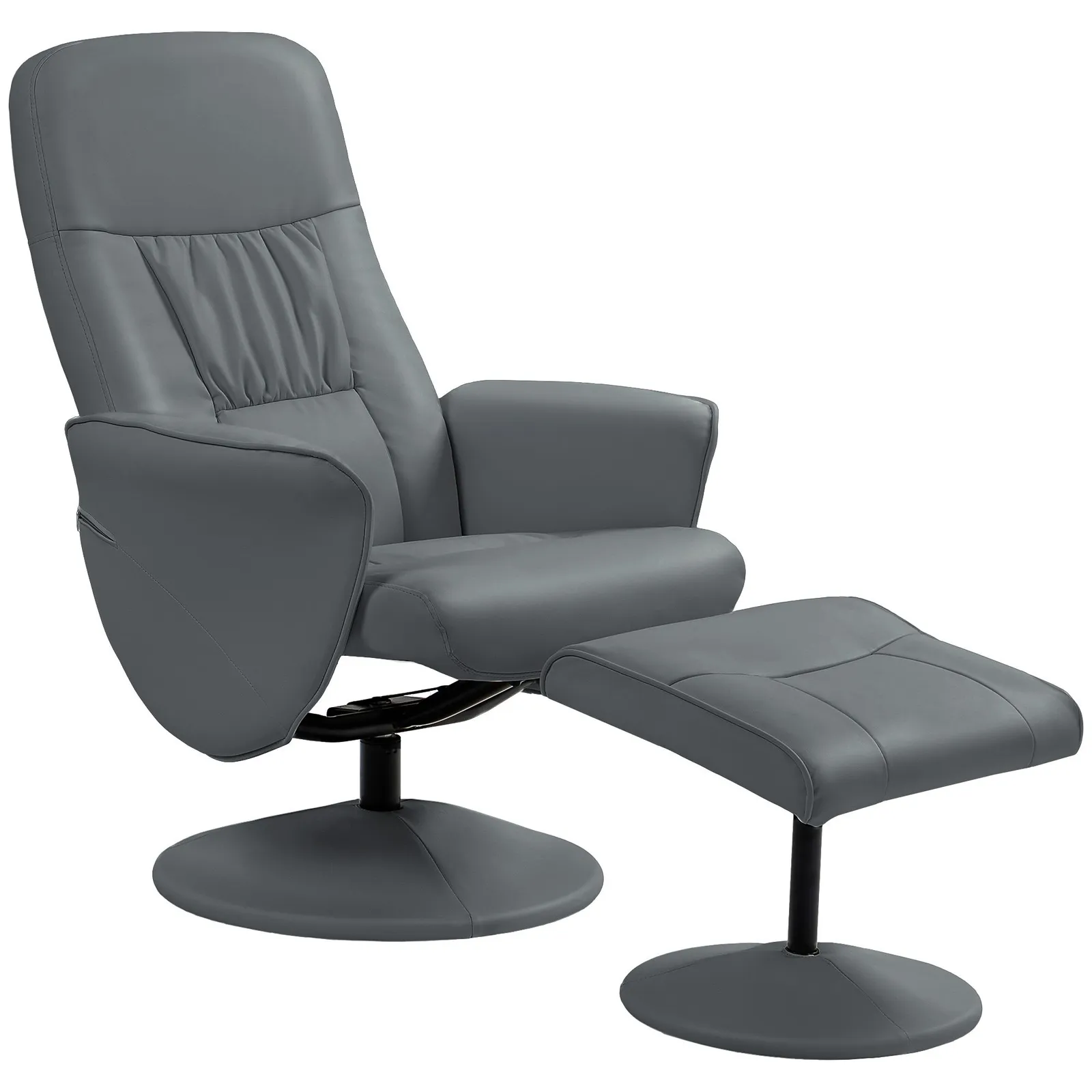 HOMCOM PU Leather Armchair & Footrest Swivel Recliner w/ Ottoman Grey 2
